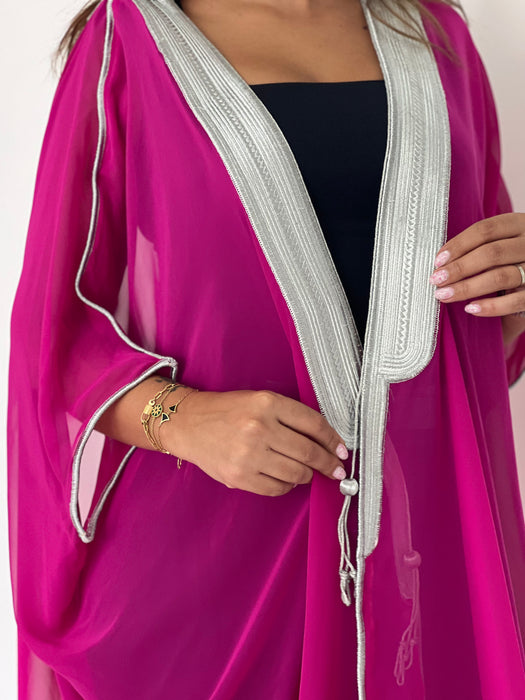 Bloom Pink Flowy Sheer Abaya بشت نسائي شفاف