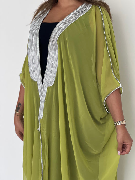 Emerald Flowy Sheer Abaya بشت نسائي شفاف