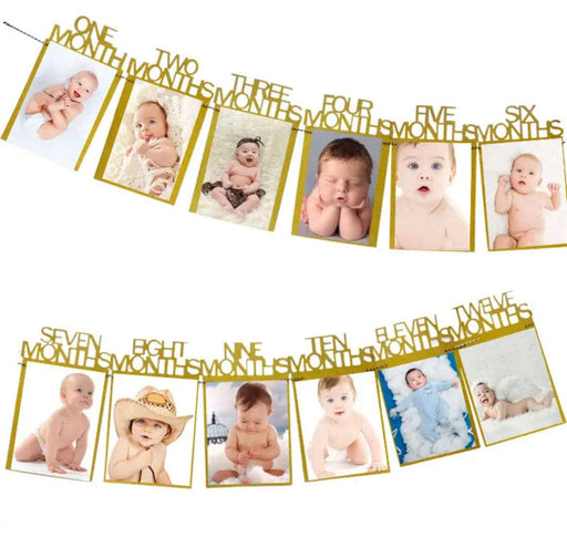 Birthday Photo Frame Banner First 12 Month Decoration