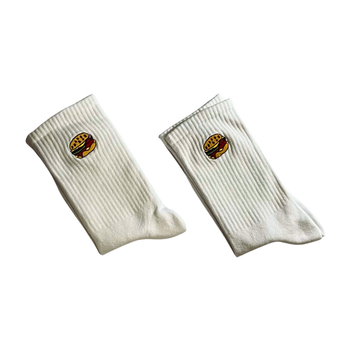 Embroidered Burger Socks