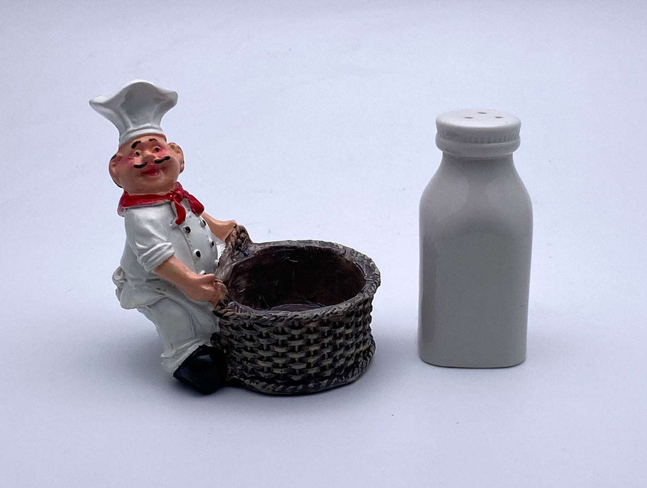 Fat Chef Salt & Pepper  Shaker with Basket Holder home kitchen