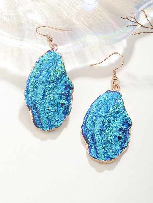 Turquoise Shimmer Stone Drop Earrings