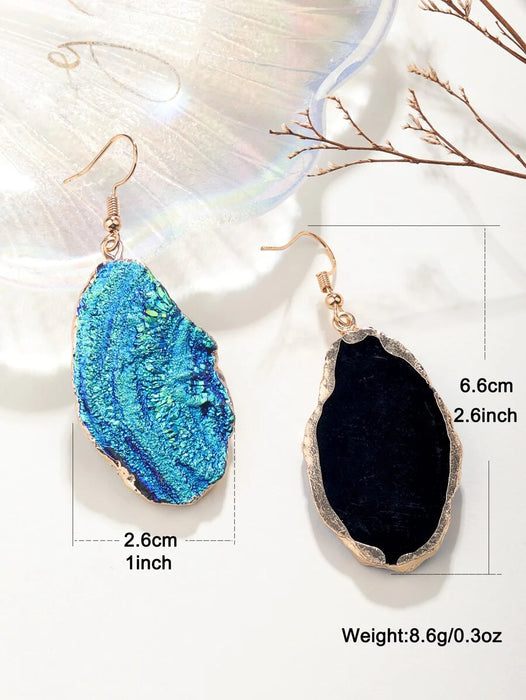 Turquoise Shimmer Stone Drop Earrings