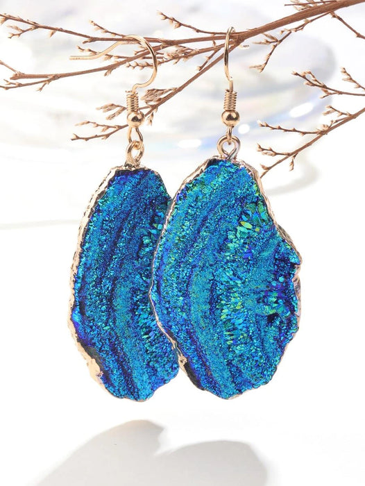 Turquoise Shimmer Stone Drop Earrings