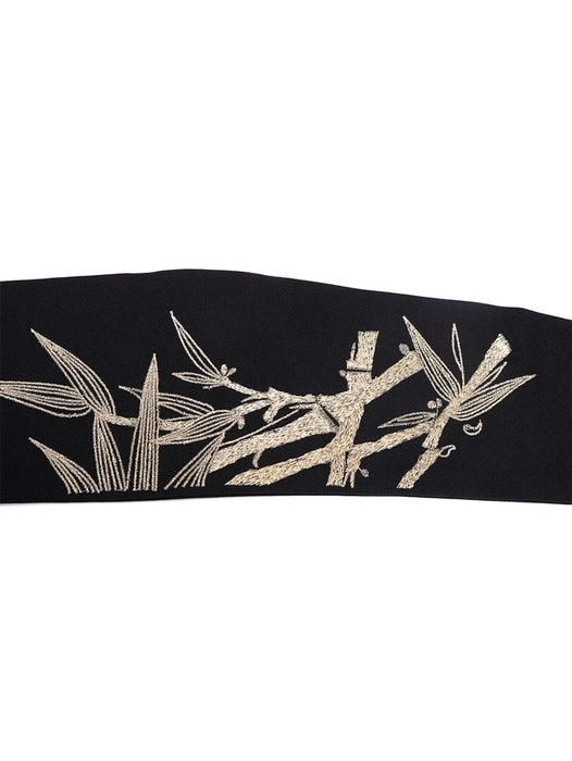 Black Leaf Embroidered Waist Belt