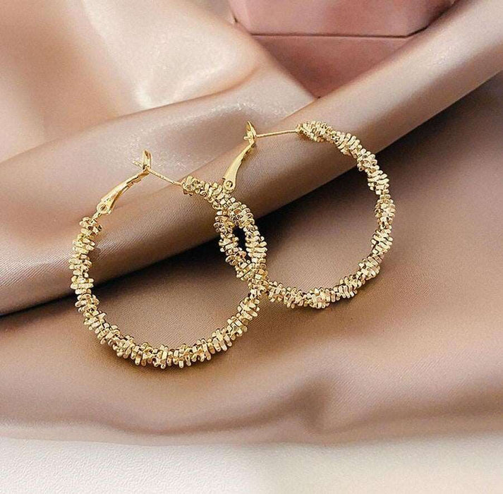 Glitter Gold Geometric Hoop Earrings