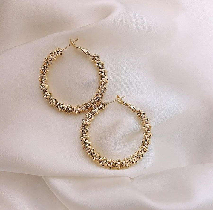 Glitter Gold Geometric Hoop Earrings