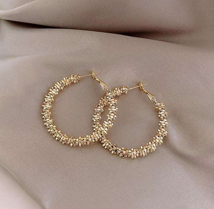 Glitter Gold Geometric Hoop Earrings