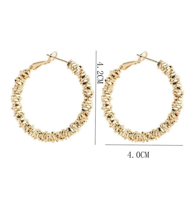 Glitter Gold Geometric Hoop Earrings