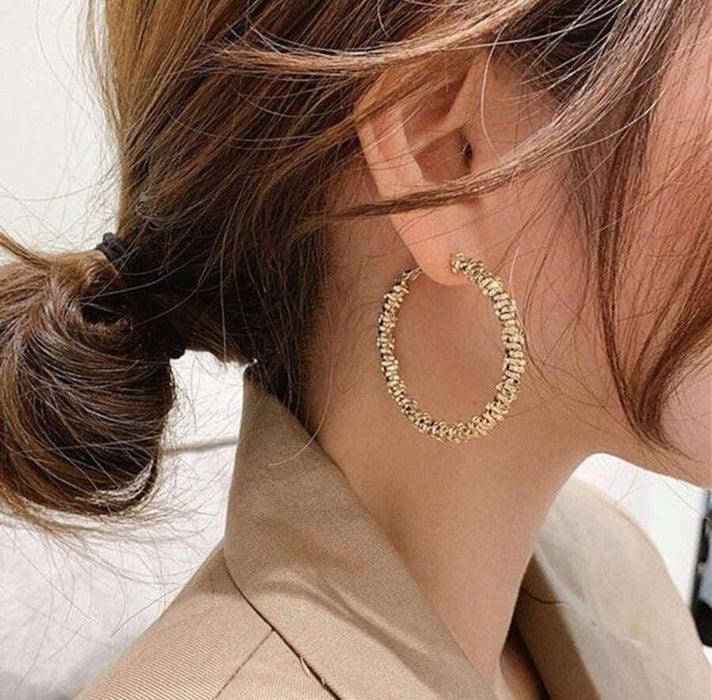 Glitter Gold Geometric Hoop Earrings