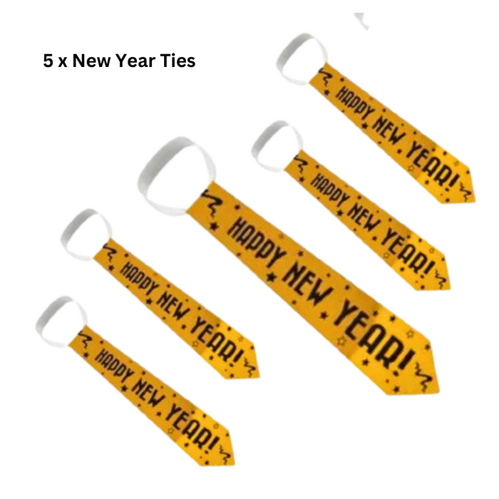 Golden Happy New Year Ties 5pcs Set