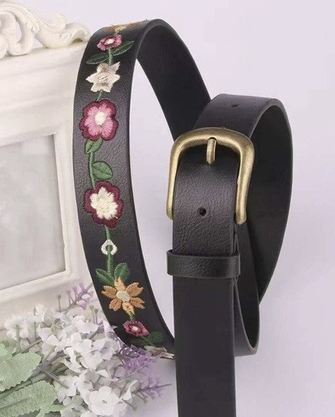 Classic Floral Embroidered Belt