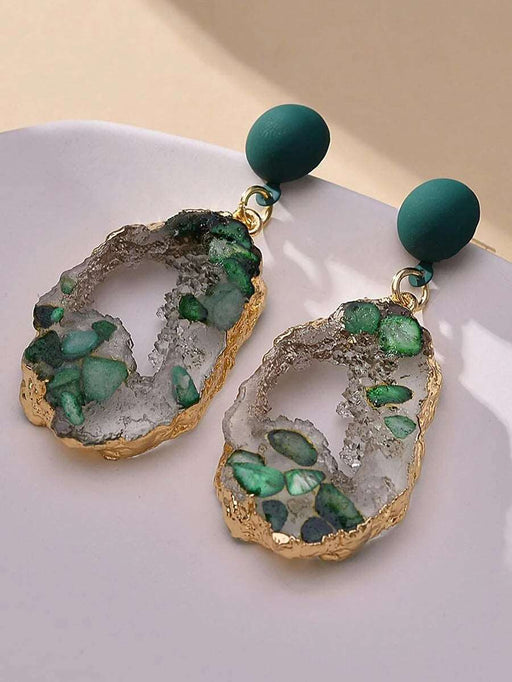 Green Resin Drop Earrings