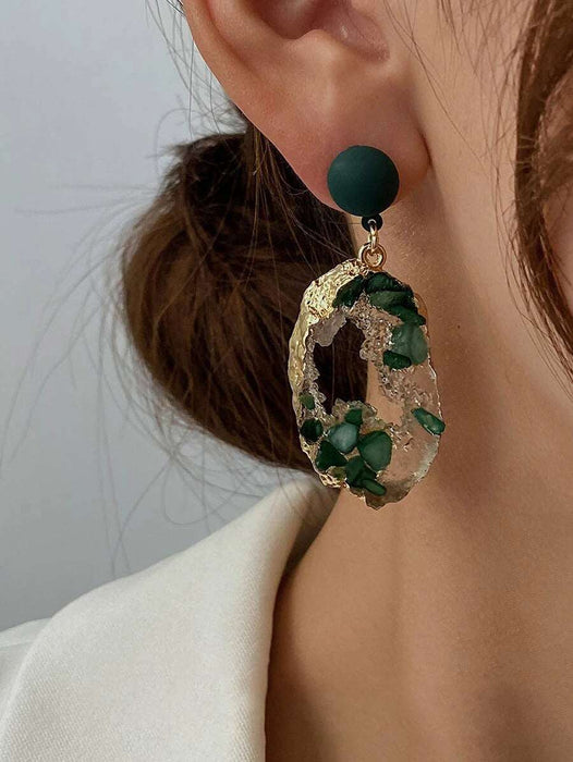 Green Resin Drop Earrings