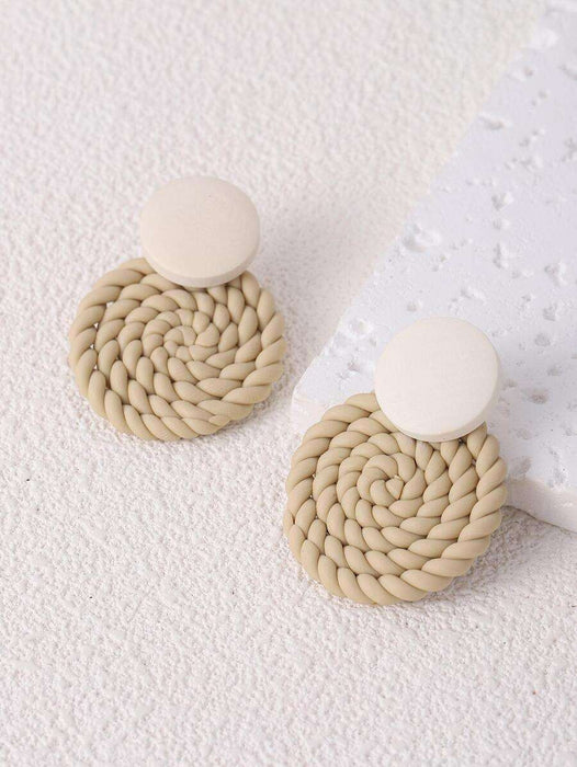 Knitted Round Decor Drop Earrings