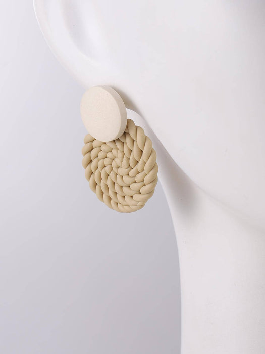 Knitted Round Decor Drop Earrings