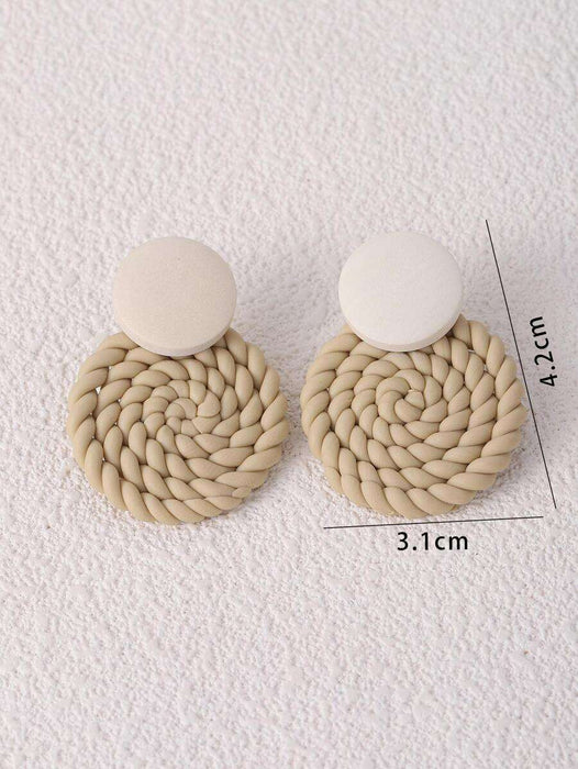 Knitted Round Decor Drop Earrings