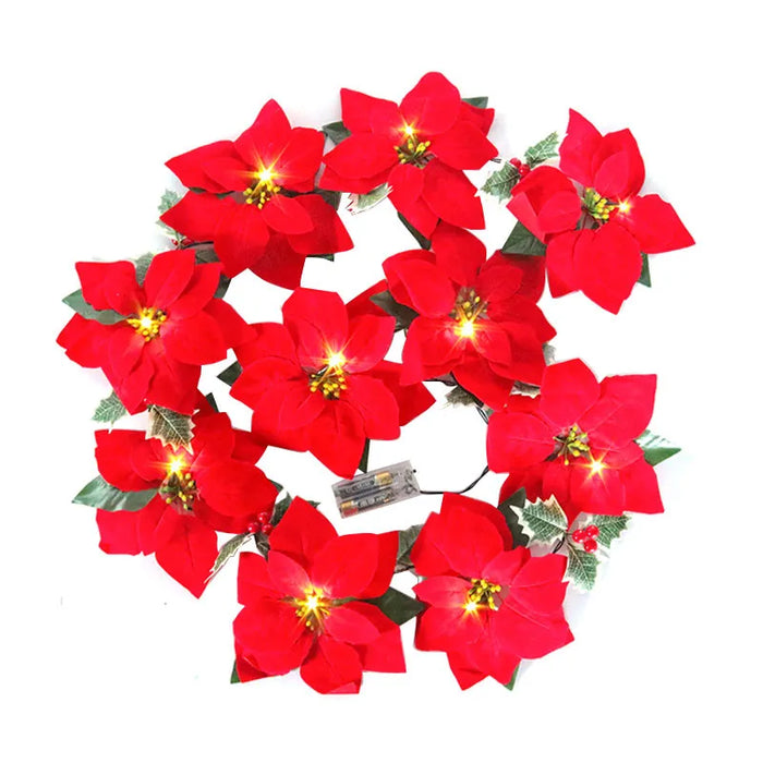 LED Poinsettia Garland for Christmas