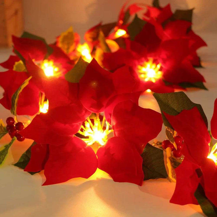 LED Poinsettia Garland for Christmas