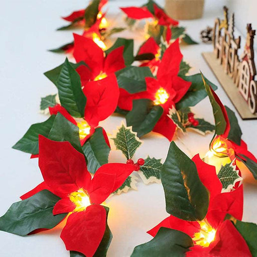 LED Poinsettia Garland for Christmas