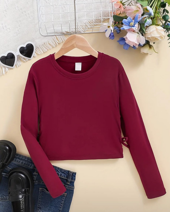 Girls' Long-Sleeve Crew Neck T-Shirt