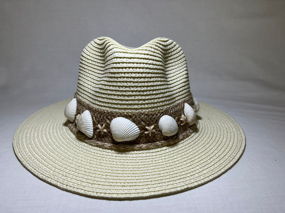 Shell Banded Boho Style Panama Sun Hat