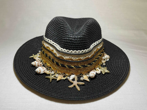 Black Shell Styled Panama Sun Hat