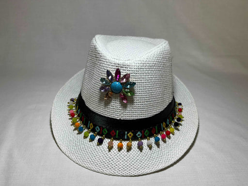 Elegant Beaded Stone Fedora Sun Hat