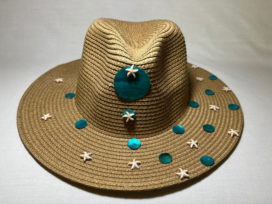 Star Shell Beaded Panama Sun Hat