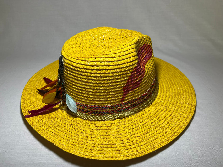 Yellow Dream Catcher Panama Sun Hat