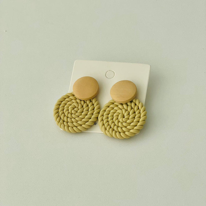 Knitted Round Decor Drop Earrings