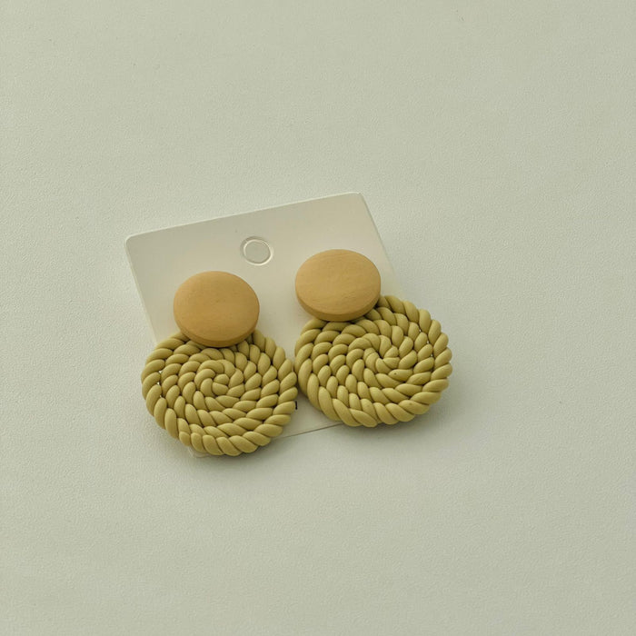 Knitted Round Decor Drop Earrings