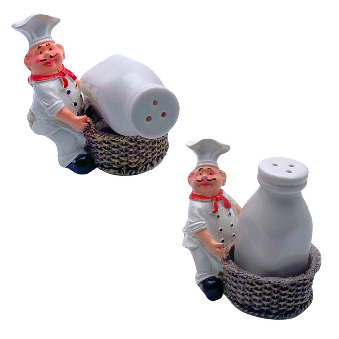 Fat Chef Salt & Pepper Shaker with Holder