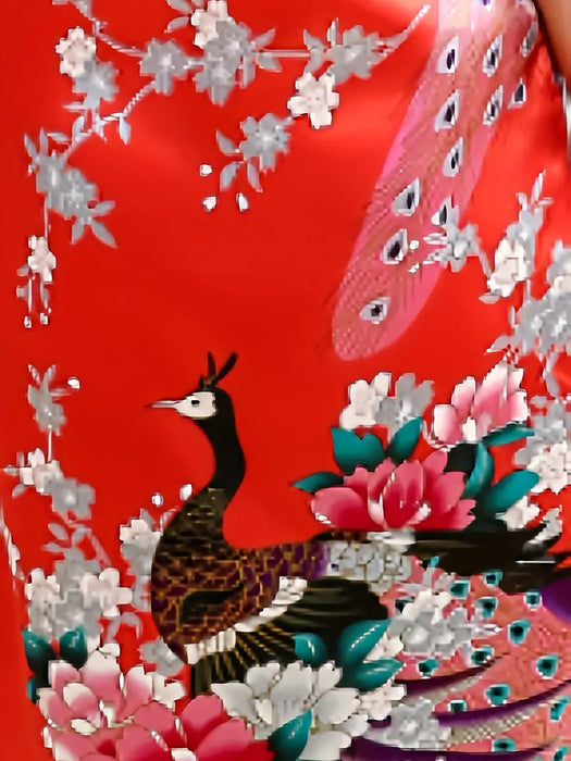 Red Floral Print Chinese Style Cheongsam