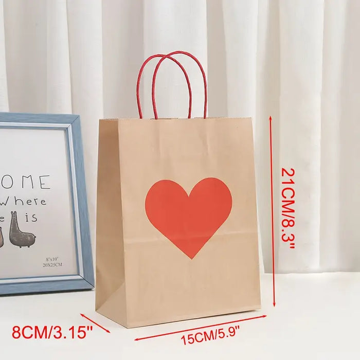 Heart-Shaped Kraft Gift Bag Set