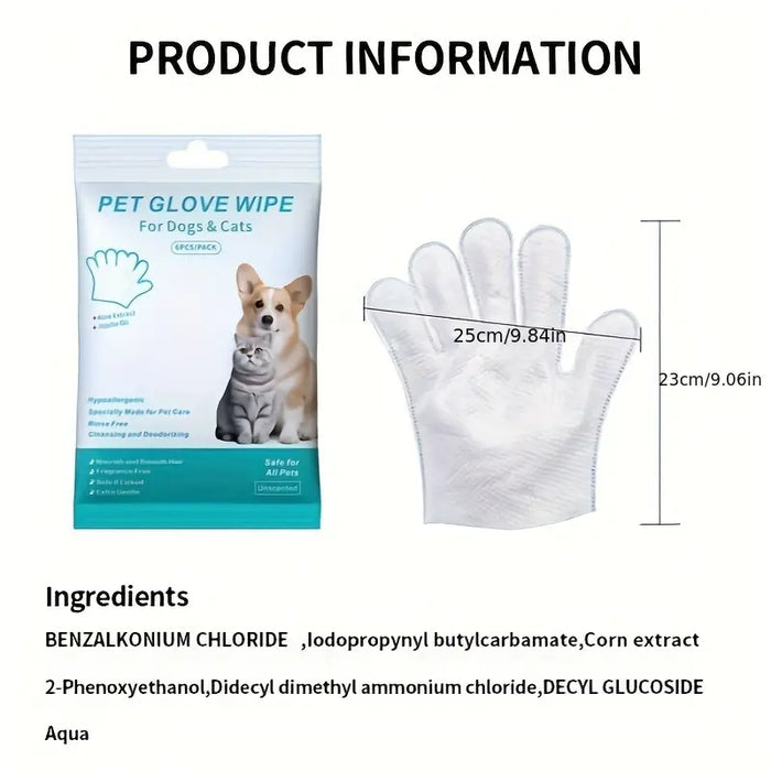 Pet Grooming Wipes Gloves (6-Pack)