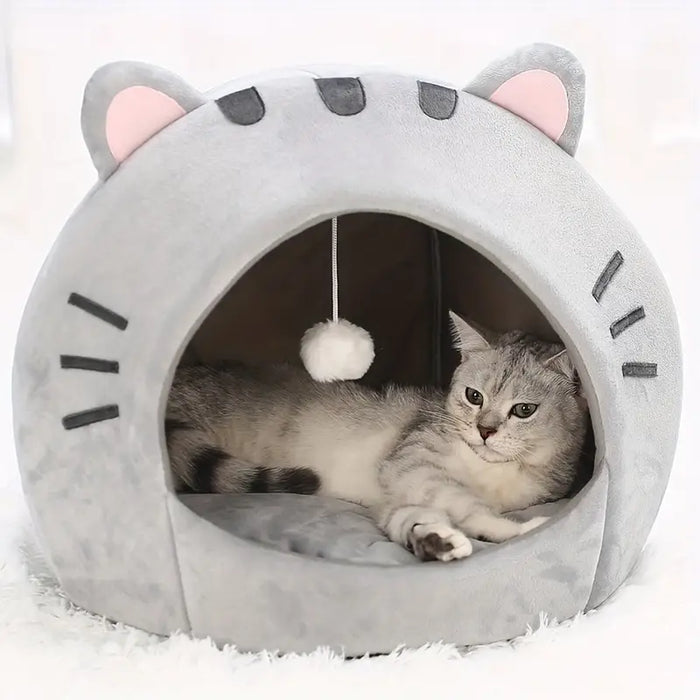 Cozy Cartoon Cat Cave - Grey