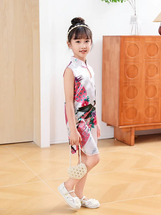 White Floral Print Chinese Style Cheongsam