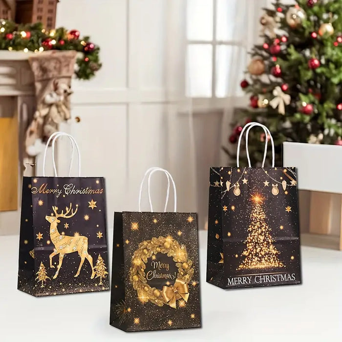 Christmas Kraft Paper Gift Bags 6pcs Pack