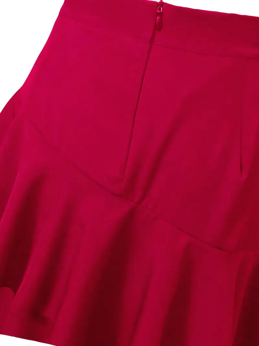 Burgundy Flowing Ruffle Skirt