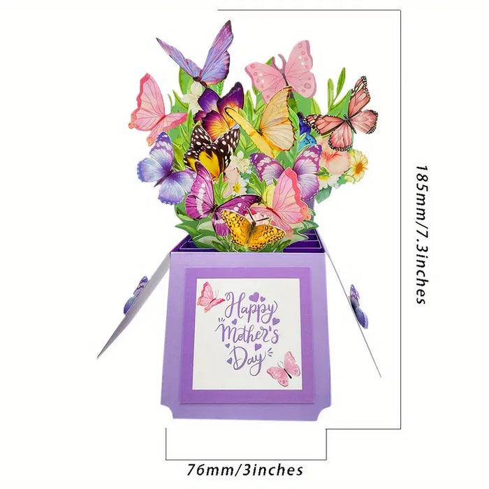 "Best Mom Ever" Flowers Butterflies Pop Up Card