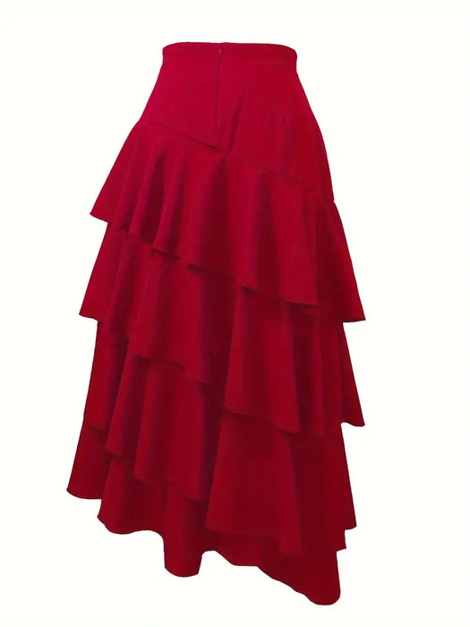 Burgundy Flowing Ruffle Skirt