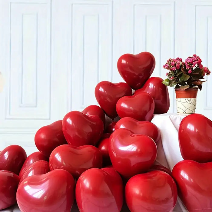 Red Heart Shaped Latex Balloon Set