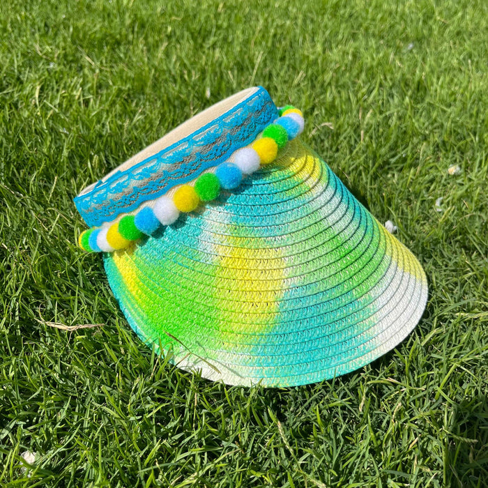 Multicolored Elegant Half Sun Hat with Purse