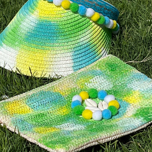 Multicolored Elegant Half Sun Hat with Purse