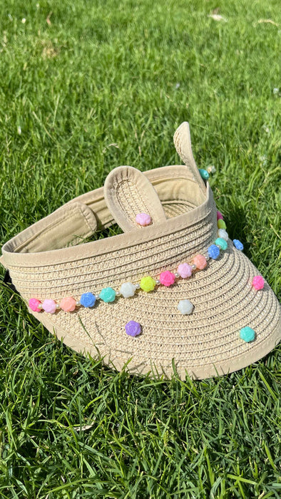 Kids Floral Beaded Half Sun Hat