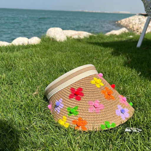 Kids Handmade Floral Décor Half Sun Hat