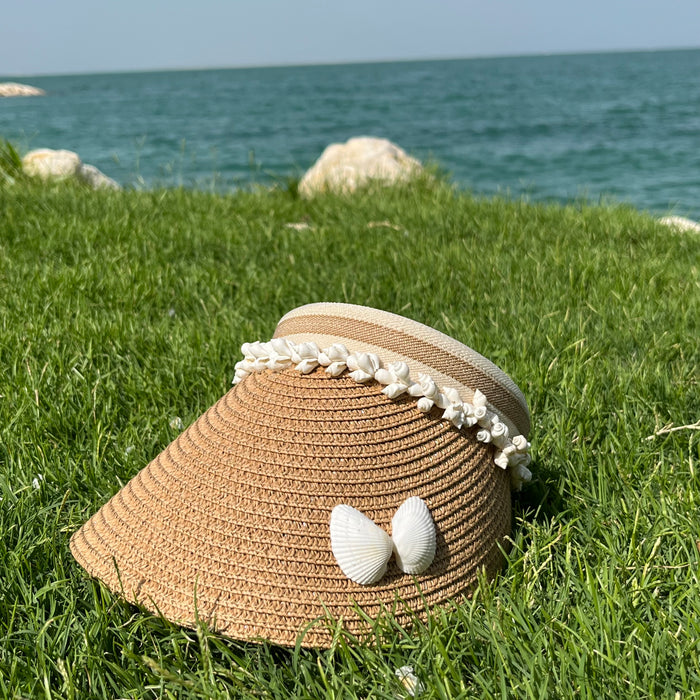 Seashell Banded Half Sun Hat