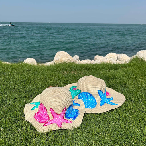 Mother-Daughter Hand Painted  Panama Sun Hat