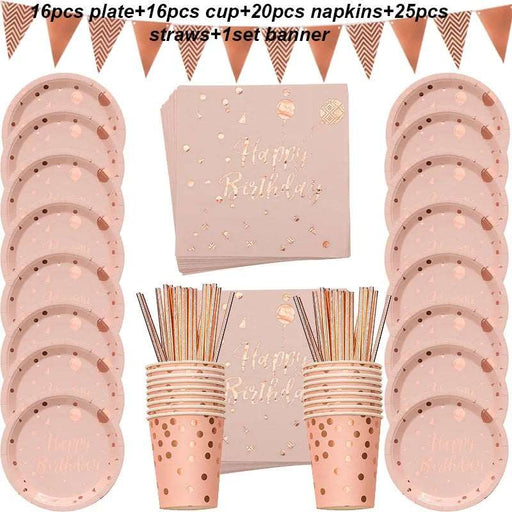 Happy Birthday Rose Gold dot  Party Decoration